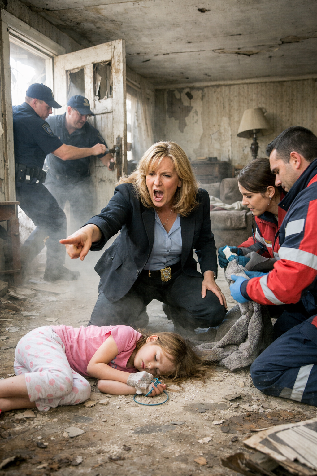 I’d spent 30 years on the force—seen bodies pulled from rivers, crash scenes, murders that kept rookies up at night—and I thought I was numb to all of it. Then we found her. A little girl, half-starved, half-frozen, barely breathing on the floor of an “abandoned” house… clutching a filthy fabric bracelet with the word Lulu stitched in tiny, desperate letters. When I realized what Lulu really was—and what it led to—I knew this case would cost me everything.