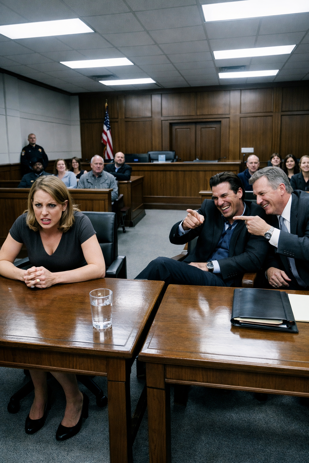 He sat there in a $3,000 suit beside the “Butcher of Broadway,” joking that by lunchtime I’d be broke, alone, and begging for a studio in Queens. The judge was seconds from granting him a default judgment when the courtroom doors slammed open. In walked a woman in a white power suit, heels echoing like a countdown. The legendary Catherine Bennett—Supreme Court attorney. She set a stack of files on the table, smiled at my husband, and said, “I’m Grace’s mother. Let’s talk about your offshore accounts and that coerced prenup.”