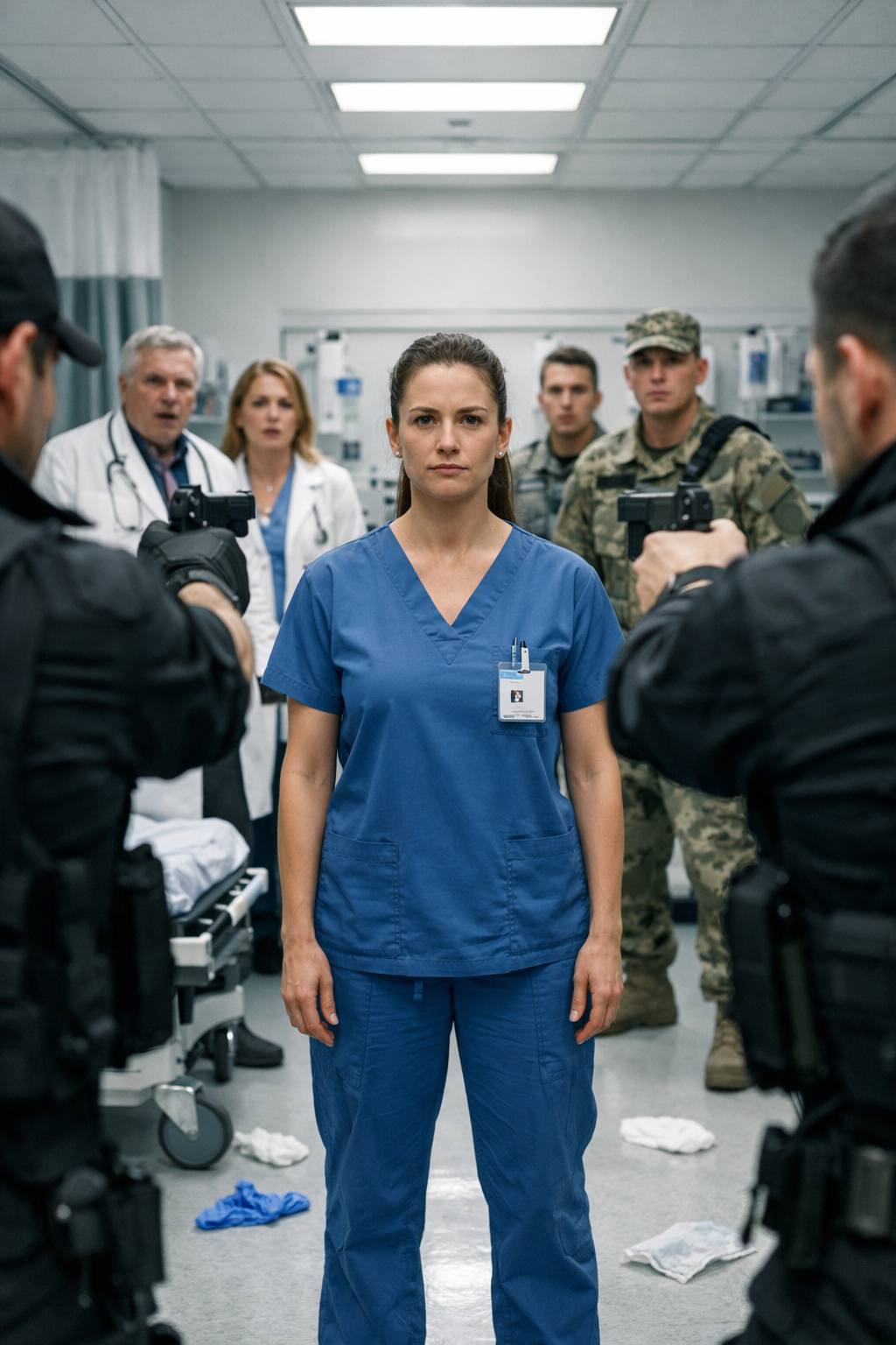 They thought she was just the clumsy new nurse who couldn’t start an IV on a garden hose. The VA staff rolled their eyes, the Marines joked, and her personnel file was mysteriously “restricted.” Then four armed men walked through a broken metal detector and opened fire in the ER. In three seconds, the “rookie” vanished—replaced by someone who moved like a weapon. By the time the gun smoke cleared, every veteran in that room was saluting her true rank.