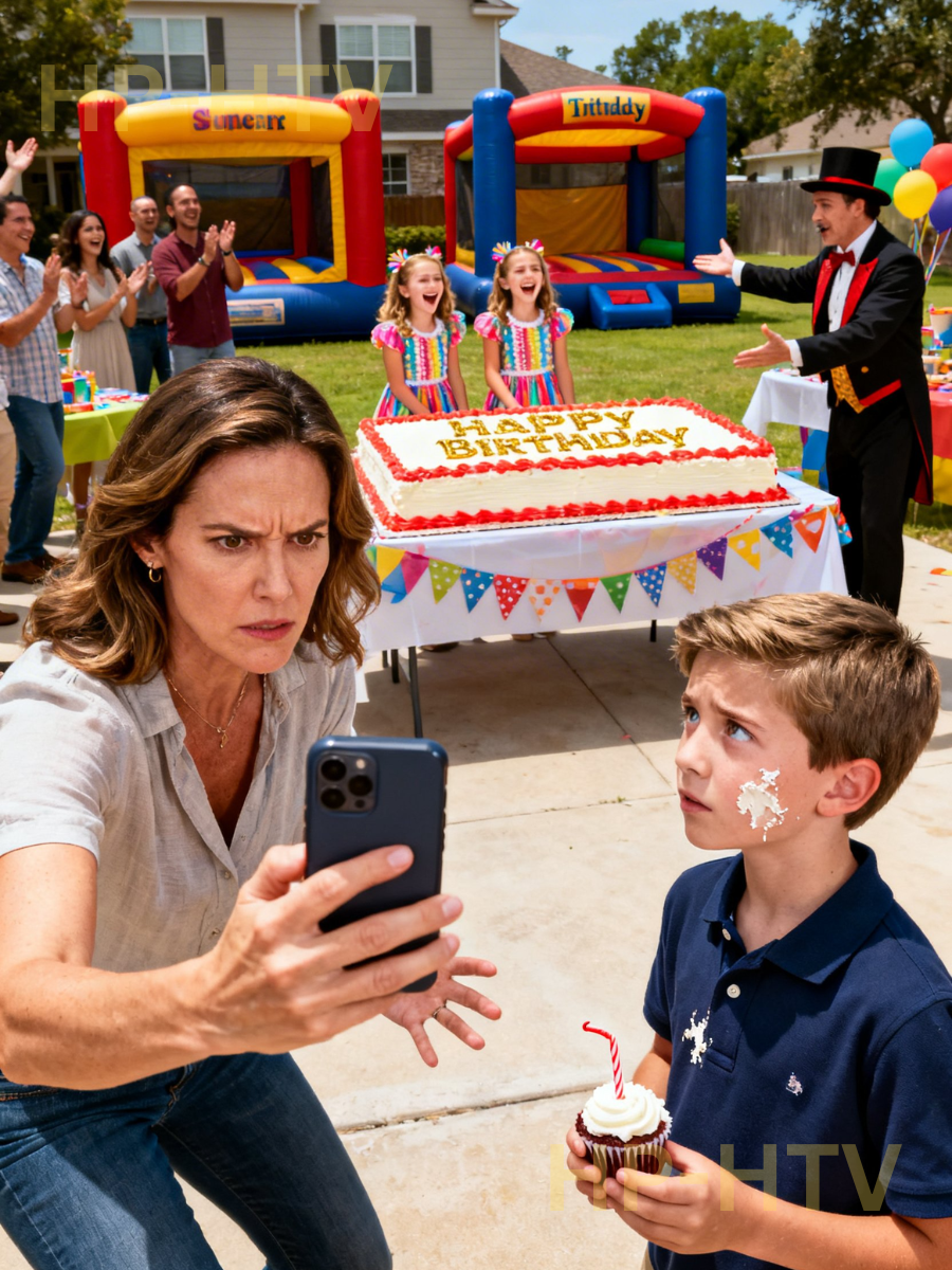“We’re combining birthdays this year—your son and my twins share the same month,” my sister said. “It’ll be more efficient.” Grandma wired me $1,500 to “make it special for all the kids.” At the party, there were two bounce houses, a magician, a six-foot cake with my nieces’ names in gold…and a smashed $2.49 cupcake handed quietly to my son. No name. No song. No seat. I filmed everything, sent it to Grandma, closed the ‘family fund’—and moved every cent into a college account with only one name on it.
