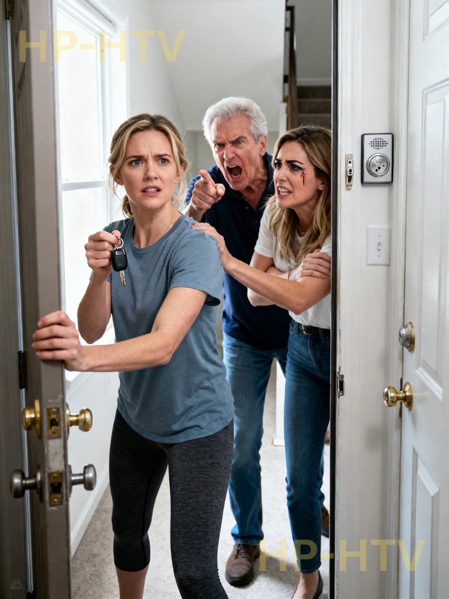 Sunday dinner was supposed to be leftovers and small talk—until my parents demanded I hand my car to my sister ‘because she has kids.’ I said no. Three days later, my parking spot was empty. I tracked the car to Clearwater Beach where Brooke was blasting music, laughing, and told me, “It’s mine now. Don’t call again.” So I reported it stolen. That night my doorbell snapped off—and my family arrived ready to punish me.