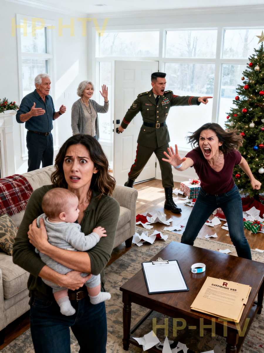 On Christmas Day, my sister slapped my baby so hard his cheek welted, my parents shrugged it off as “she didn’t mean it,” and the whole room went silent—until my military-commander husband calmly ordered her out, kicked off an ER visit, a restraining order, and a daycare showdown where my entire family finally learned we weren’t bluffing anymore.