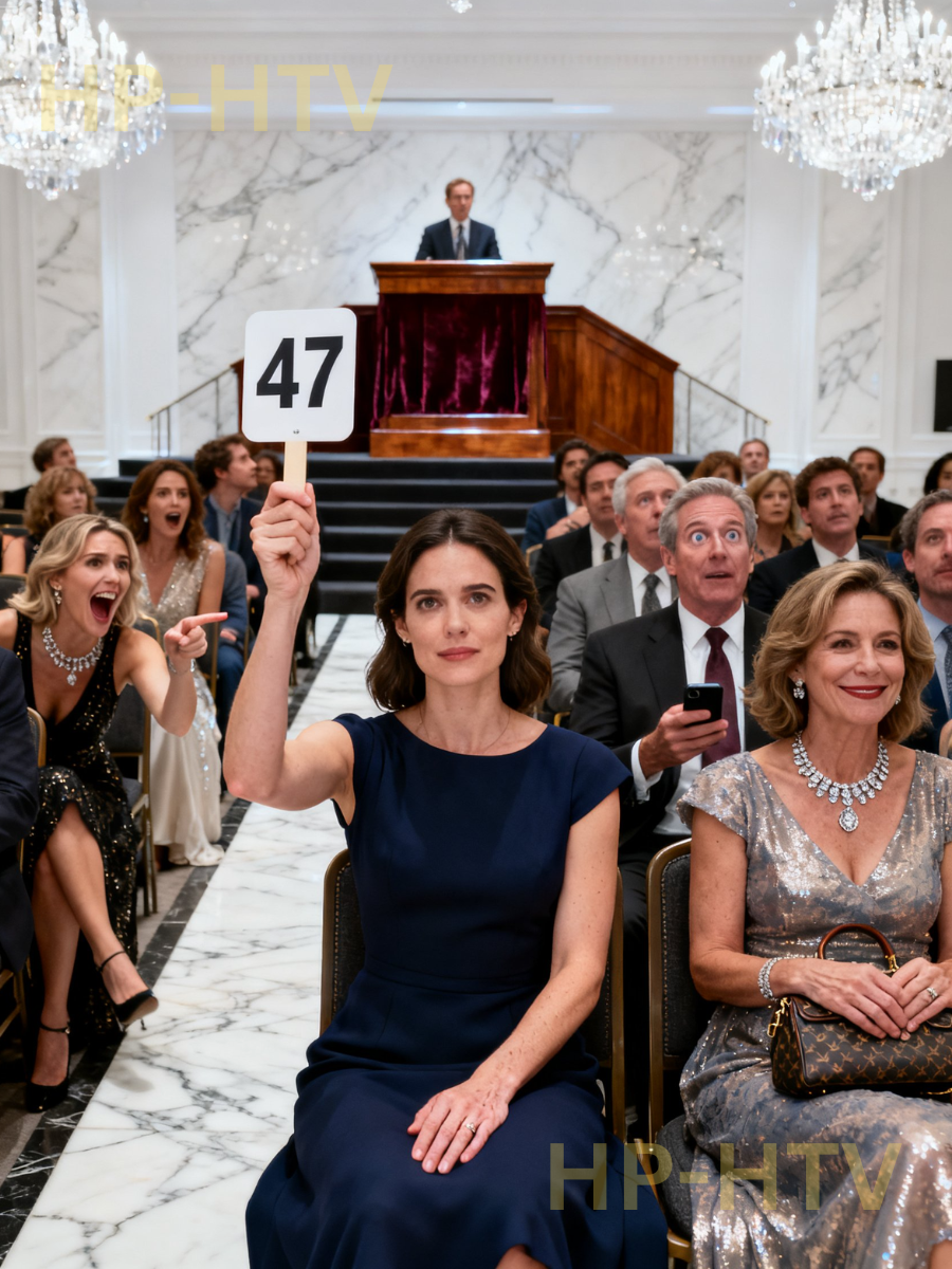 “My relatives pointed at me across the marble aisle and laughed, ‘Oh look, the broke girl’s at the auction.’ I sat in my cheap navy dress, clutching paddle #47, letting them joke about coupons and charity as they bragged about their $12 million budget for the ‘family estate.’ Thirty minutes later, the room fell silent when I calmly raised my paddle one last time… and bought the very mansion they’d come to claim.”