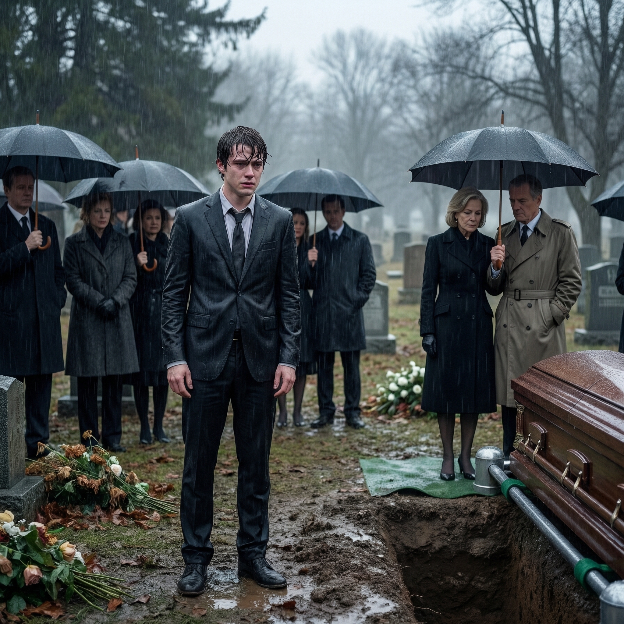 “Stand in the back, Ethan. Family sits in front,” my mother said at my grandfather’s funeral, dabbing dry eyes with a lace handkerchief she hadn’t earned—and a week later that same handkerchief was clenched in a courthouse while my parents tried to paint me as a greedy nobody, right before the judge looked up at me like he’d just remembered something they never saw coming.