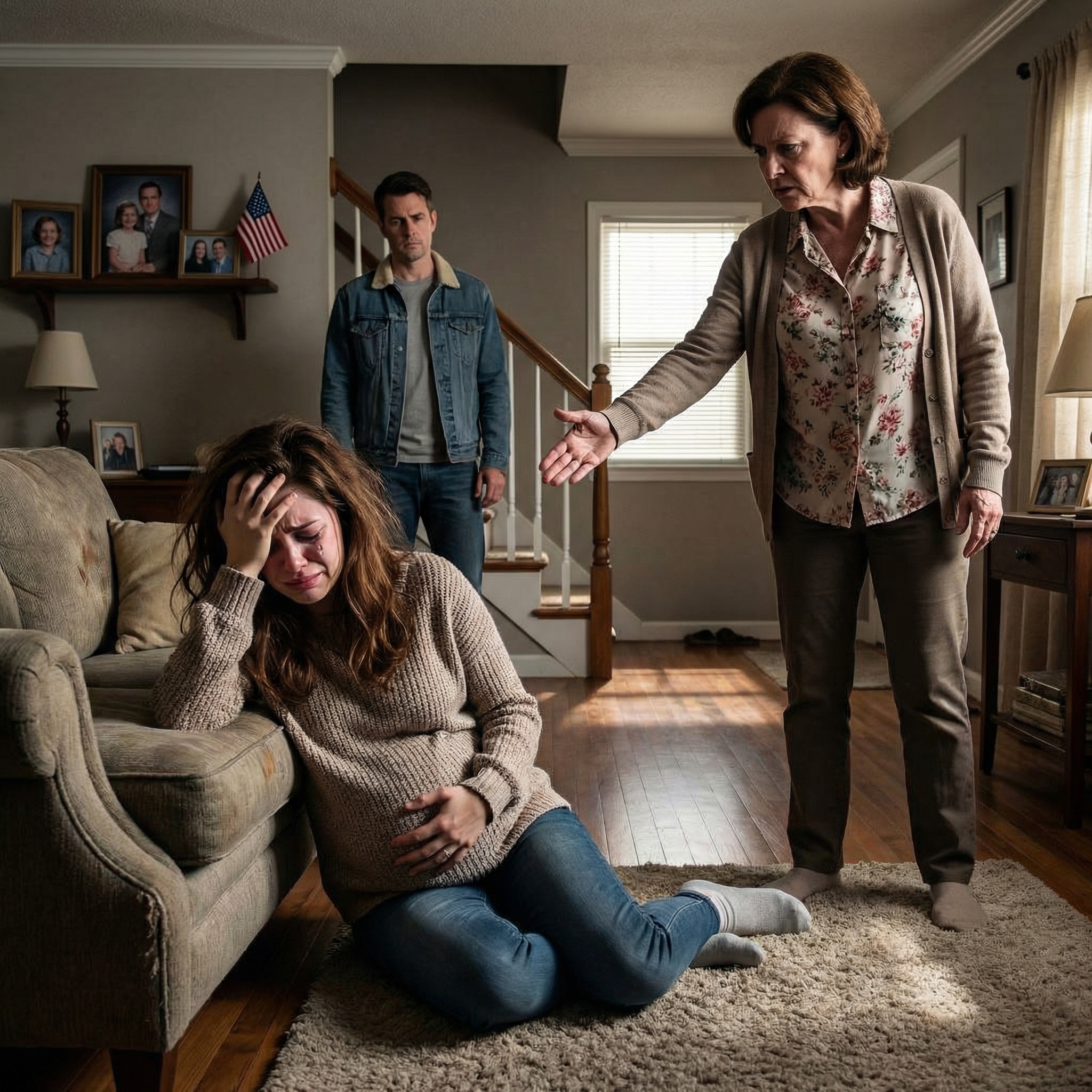 “You’re carrying another girl?” my mother-in-law said at eight months pregnant, and by the time her hand closed on my blouse in the middle of dinner, I finally understood that in my husband’s family, daughters were not just unwanted—they were treated like a disgrace no one was supposed to bring into the bloodline.