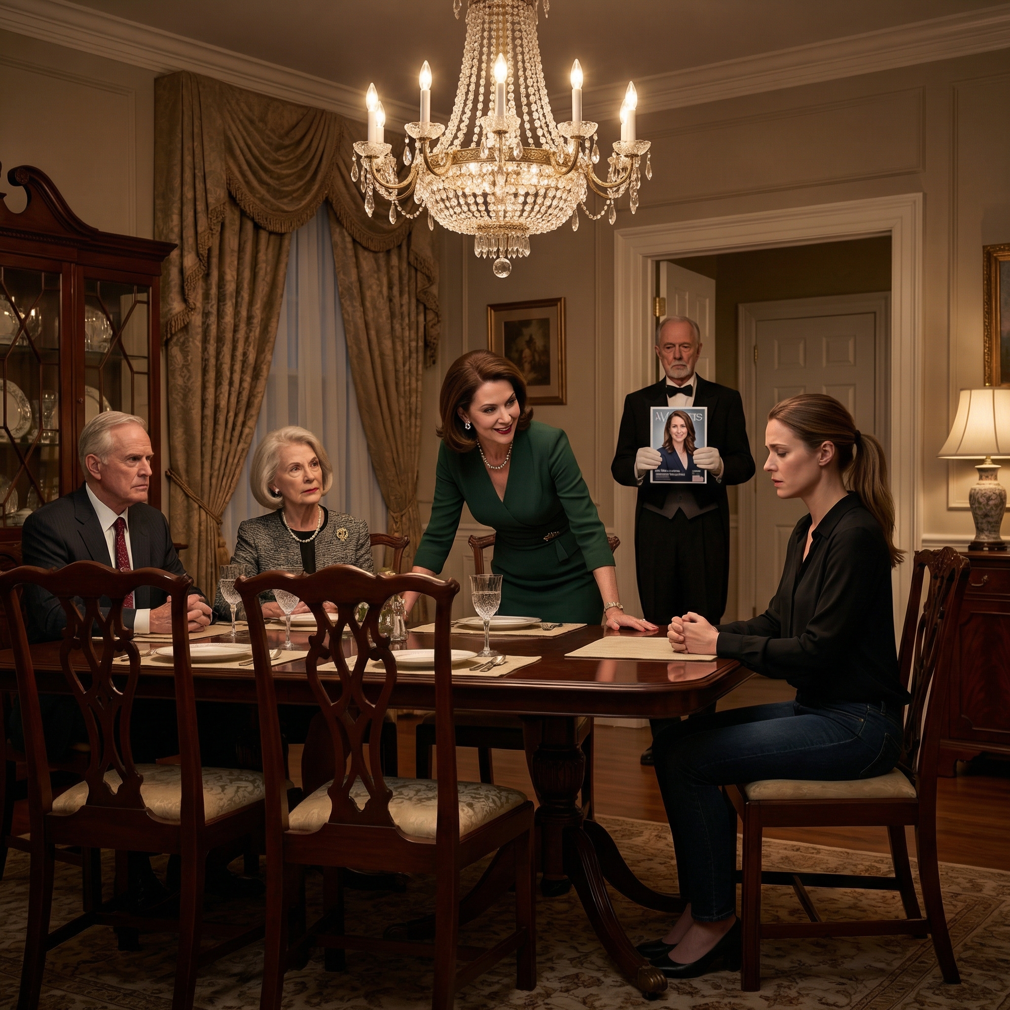 “That top is holding up well,” my sister said, looking me over in my parents’ chandelier-lit dining room, and when my father followed with another polished little lecture about how women in this family were meant to lead from boardrooms, not hide behind computer screens, I took my seat beneath the chandelier and let them keep believing I was still the daughter who had thrown everything away.