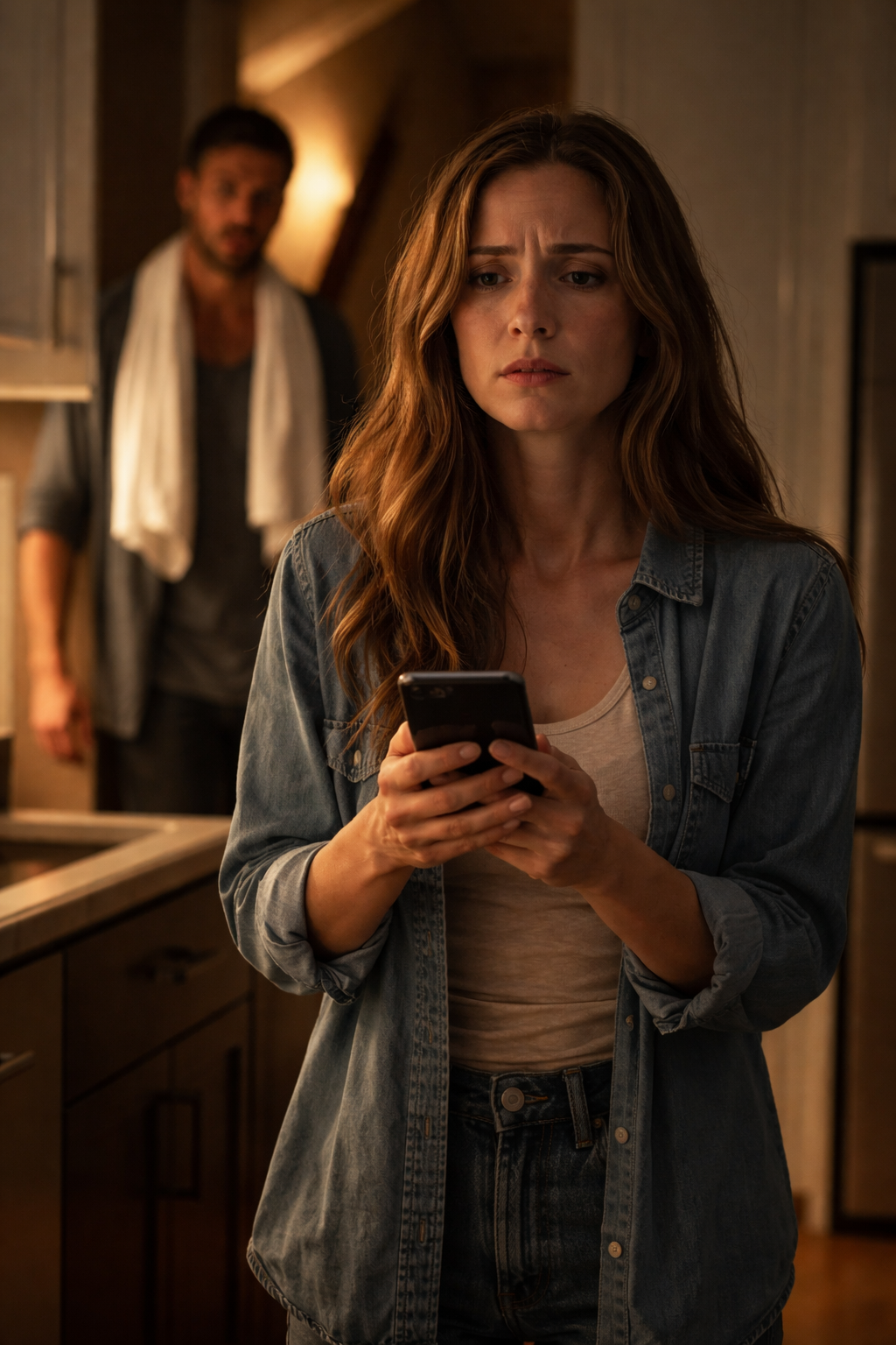 I was twenty when I learned that betrayal doesn’t crash into your life all at once—it seeps in quietly, settles into your routines, memorizes your habits, and waits patiently until the exact moment you stop looking for it. The night I found out about my husband didn’t begin with suspicion or fear; it began like every other night we had shared for years, with soft light spilling across the kitchen counter, the low hum of the refrigerator filling the silence, and the distant sound of water running as he showered upstairs. I remember standing there barefoot, scrolling absentmindedly through my phone, waiting for the kettle to boil, thinking about nothing important, nothing that could have prepared me for what was about to happen. Then his phone lit up.