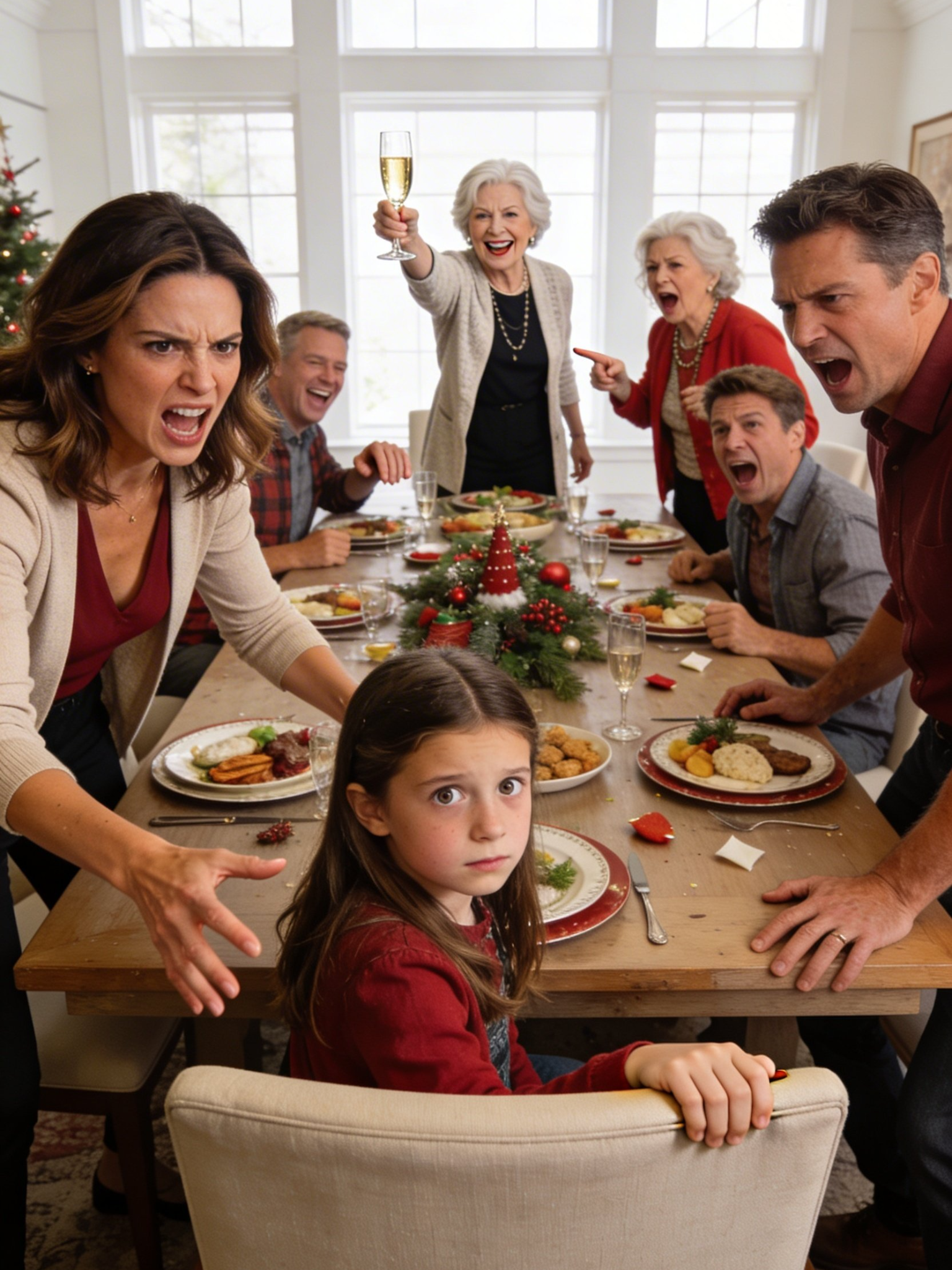 At Christmas, my mother-in-law raised her champagne glass, smiled around the table like she was blessing us all with one of her grand performances, and said, “I’m proud of all my grandkids—except one.” Then she turned her head and pointed directly at my nine-year-old daughter.