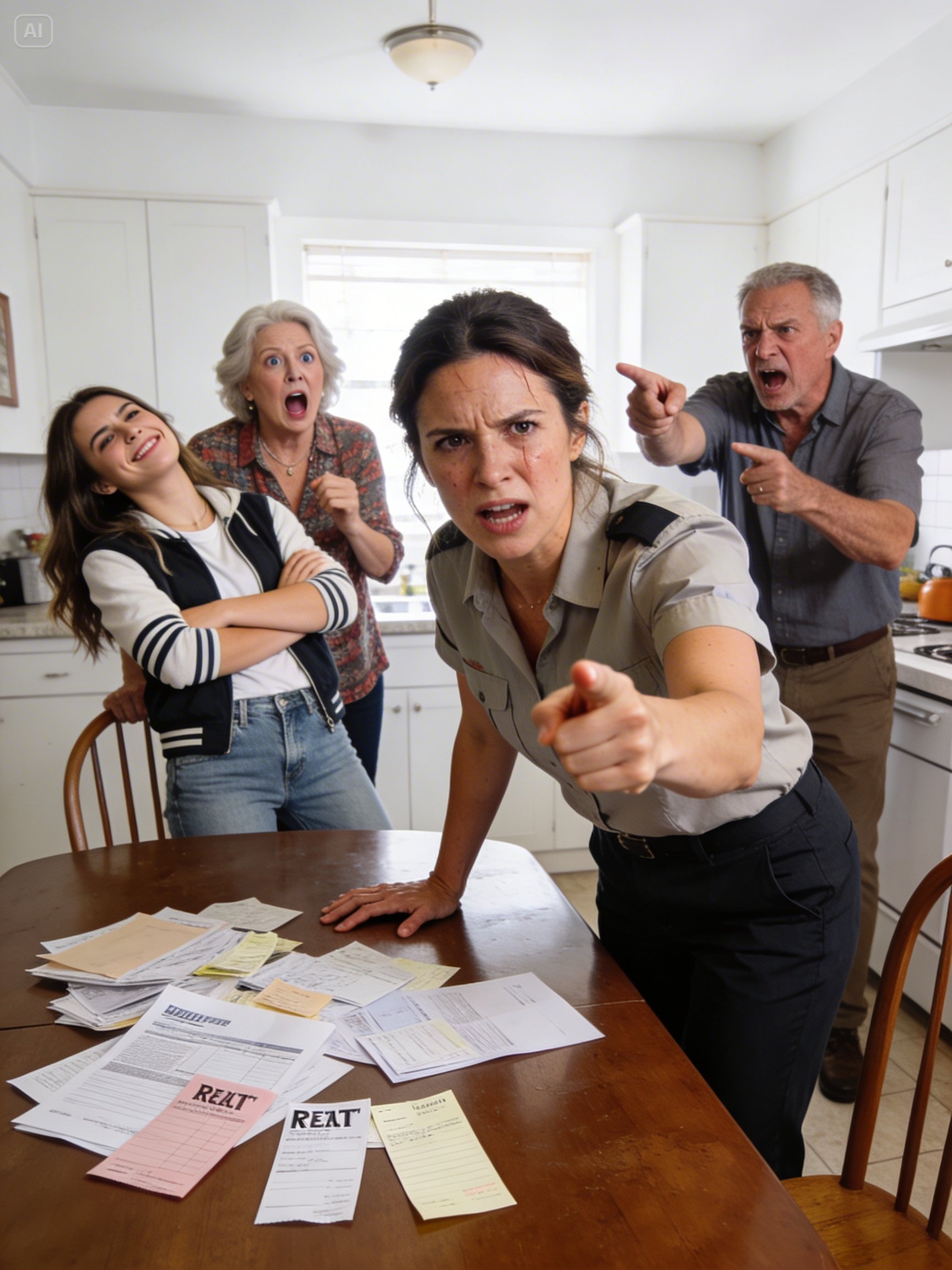 “Maybe Work A Third Job,” my sister joked at dinner—after I’d spent years working two jobs to pay her tuition, rent, and bills. Then she called me a “loser” in front of our parents, and they still defended her: “She’s your responsibility.” I said nothing. The next morning, I cut off every payment. Three days later, her landlord called me. An hour after that, my parents were pounding on my door…”