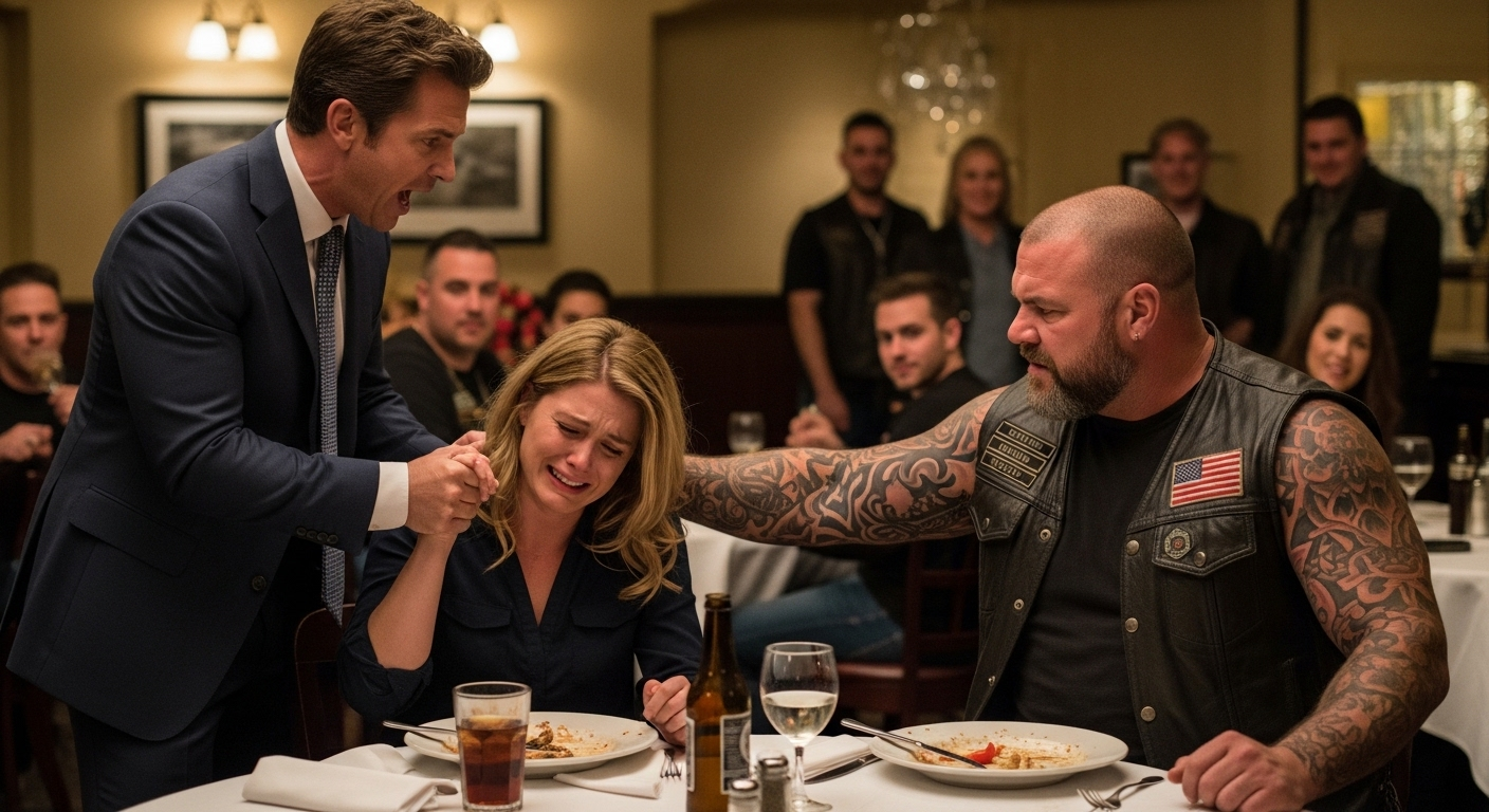 After 1,095 days of hiding, my wealthy, toxic ex-husband tracked me down and slapped me across the face in a crowded suburban diner to teach me a lesson. He smiled, thinking he had finally won, completely unaware that the 6-foot-4, heavily tattooed biker sitting across from me was…