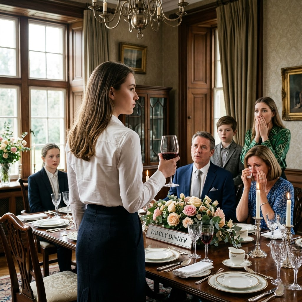 Mom laughed and said, “You’re not part of this family.” I raised my glass and replied, “Perfect. Then don’t ask for money.” Her face fell. Dad looked stunned. The room went dead silent…