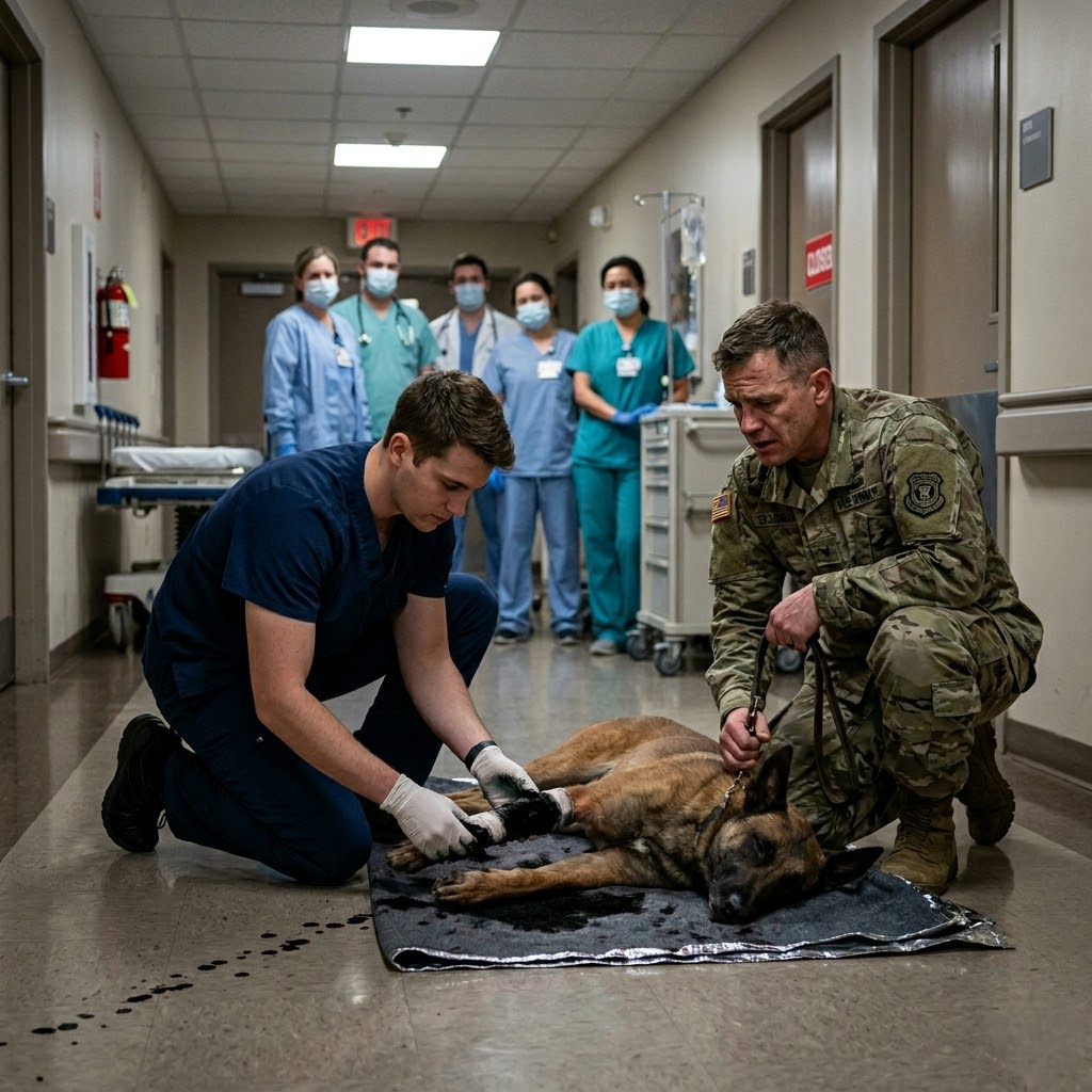 At 1:17 a.m. inside a crowded Norfolk ER, a rookie nurse was reprimanded for trying to help an injured Navy K9, and the handler was brushed aside. Minutes later, an admiral’s arrival would upend everything—authority, protocol, and the balance of power.