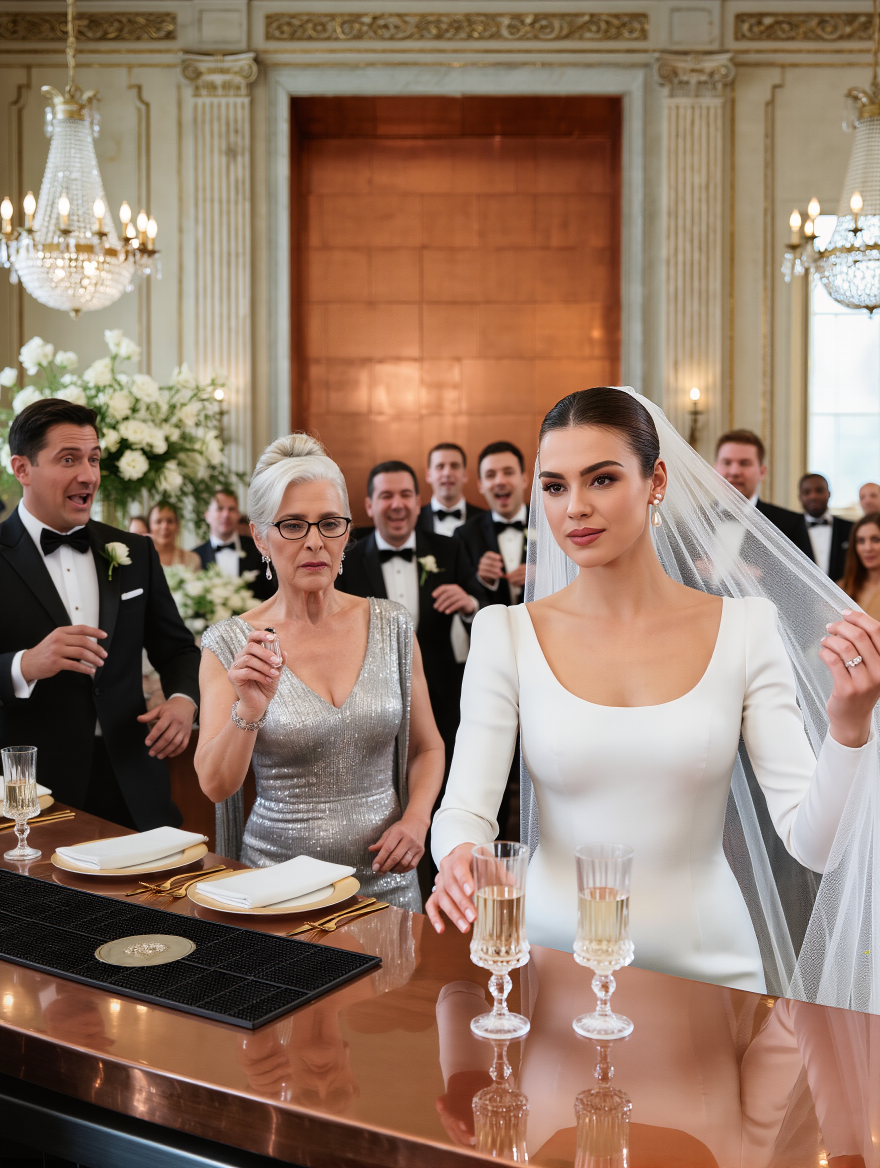 At My Wedding, I Saw My Mother-in-law Slip Three Clear Drops Into My Champagne. I Didn’t Scream. I Didn’t Warn Anyone. I Waited For Her To Walk Away — Then I Switched Our Glasses. Minutes Later, She Rose To Give A Toast, Smiling Like She’d Already Destroyed Me. Then Her Face Turned Gray, Her Knees Buckled, And Her Beaded Clutch Burst Open In Front Of 200 Guests — Revealing The One Thing She Never Meant My Husband To See…