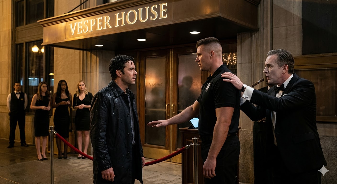 Bouncer stopped me at my wife’s club: “Members only, Sir” Her boss saw me and went pale: “Wait… Oh god” He grabbed the bouncer: “That’s the owner. You just turned away the owner.”