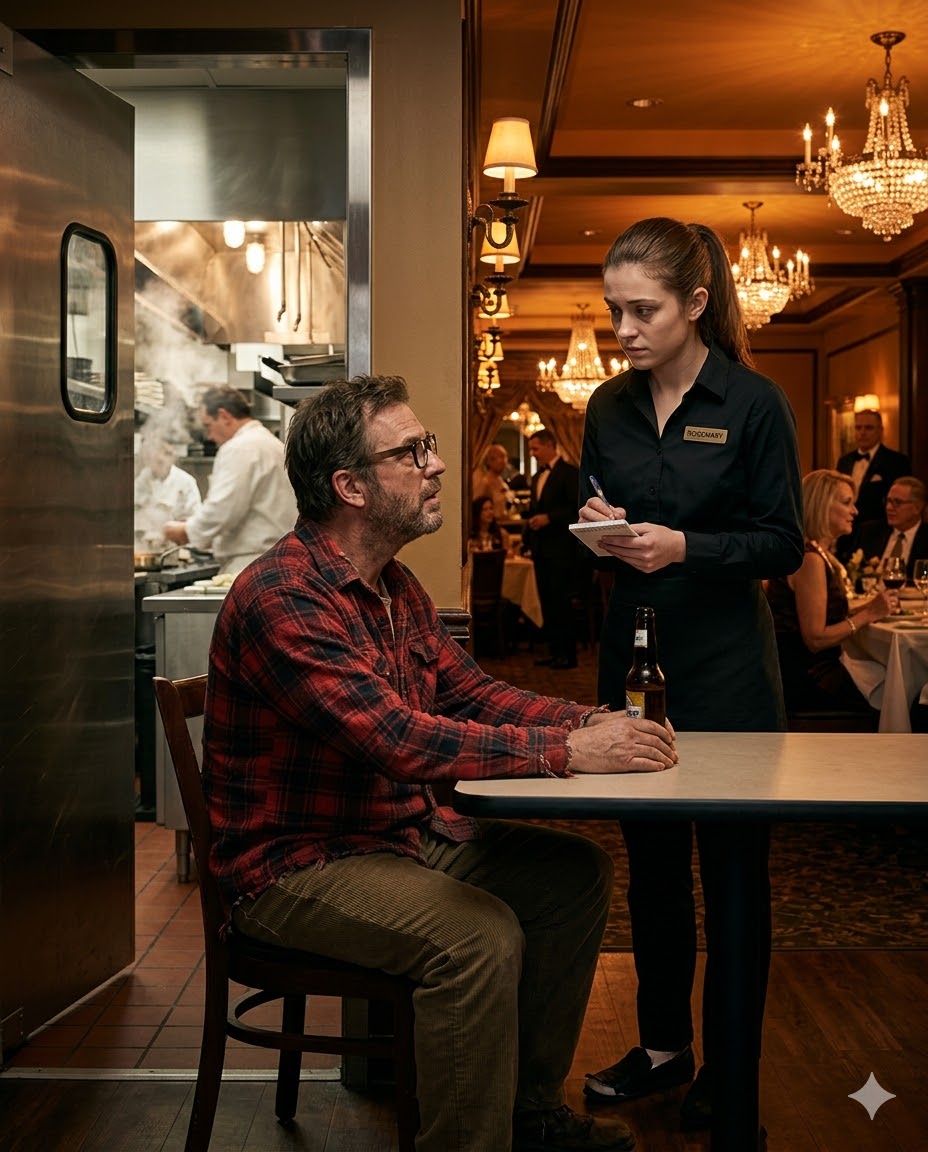 HE WALKED INTO HIS OWN LUXURY STEAKHOUSE DRESSED LIKE A BROKE STRANGER AND ORDERED THE MOST EXPENSIVE MEAL ON THE MENU… BUT THE NOTE THE EXHAUSTED WAITRESS SLIPPED BESIDE HIS PLATE EXPOSED A SECRET SO DARK IT SHOOK A BILLIONAIRE TO HIS CORE AND CHANGED BOTH THEIR LIVES FOREVER