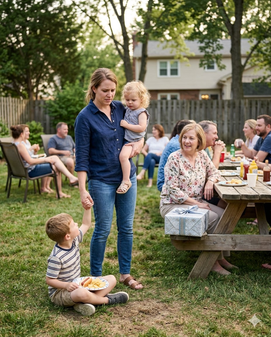 My son had to sit on the floor to eat at a family party while everyone around him had a seat, and my mother-in-law smiled as if it were completely normal. I didn’t argue, raise my voice, or give them the scene they were waiting for. I just took my children and left, because for the first time, I was ready to let them see for themselves what family life would look like without me working so hard to keep everything peaceful.
