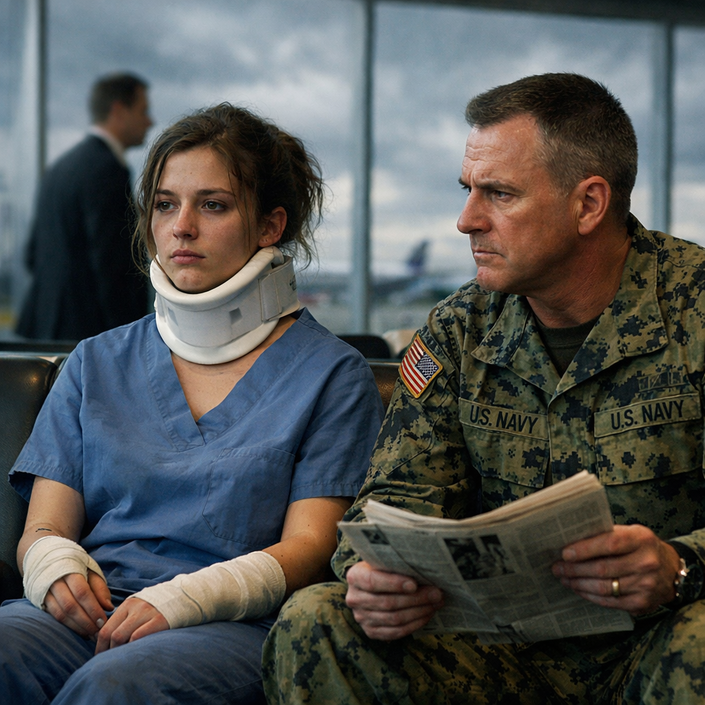 Rookie Nurse Gave a Secret Signal to a SEAL Commander at the Airport — Then the Hospital CEO Froze… You’re not a nurse anymore.” The hospital CEO hissed, his breath warm against her ear as he leaned in close. Close enough that Ava caught the sharp tang of his expensive cologne.