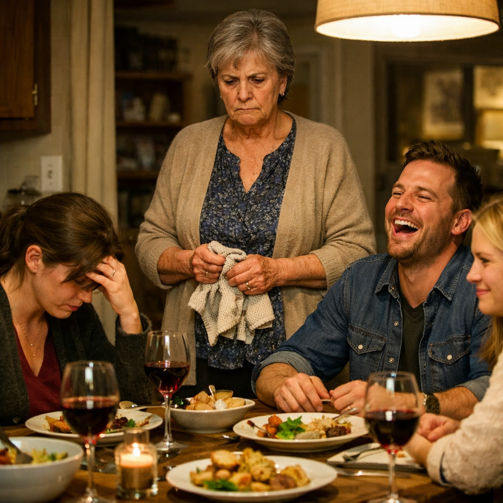 “Looks like someone showed up with a big appetite today,” my son-in-law remarked m0ckingly. The table burst into laughter. I felt something inside me break. I stood up slowly, wiped my lips, and whispered. “Excuse me.”