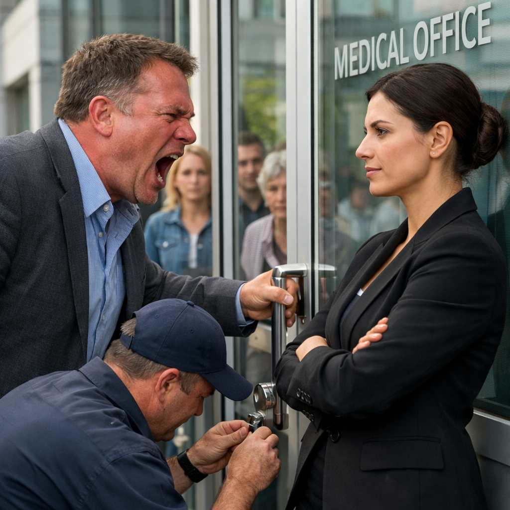 My fiancé said, “Add your clinic and your house to my name before the wedding—or there is no wedding.” I said I’d think about it. That weekend, I changed every lock on every door I owned. He found out on Monday—when he showed up at my clinic and the code didn’t work anymore. And the locksmith was finishing the deadbolt while he watched…