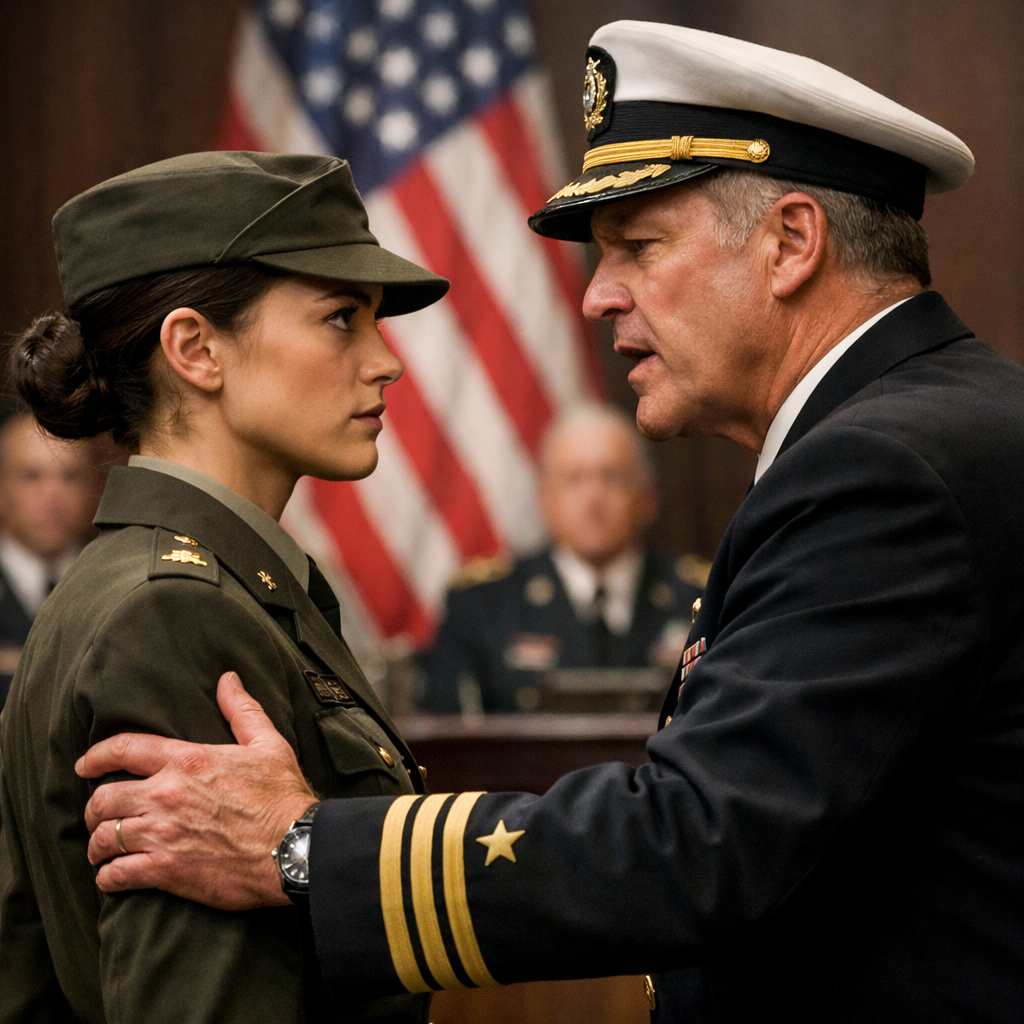 A SEAL Admiral Grabbed Me at Dad’s Memorial: “Military Only”—His Phone Rang: “Sir, Release Her.Now.”……