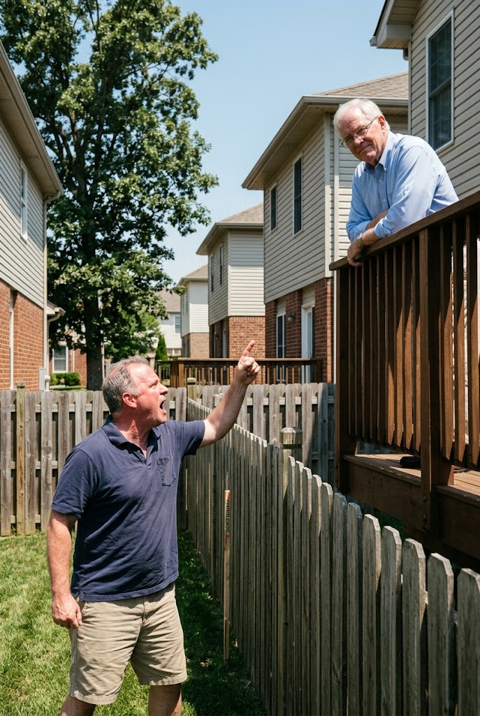 My neighbor in the neighborhood built a balcony right on my backyard… and claims he owns my land!