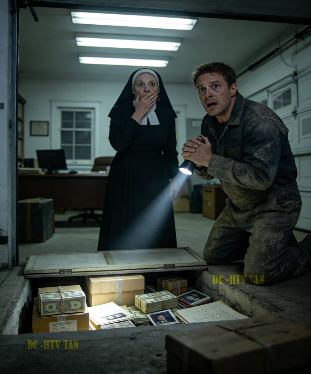 NINE MONTHS AFTER MY HUSBAND DIED, I HIRED A CONTRACTOR TO CHECK A STRANGE GAS SMELL IN THE GARAGE BEHIND HIS OLD OFFICE. WHILE I WAS IN CHURCH, HE CALLED, VOICE SHAKING. “COME HOME NOW. I FOUND SOMETHING HIDDEN BEHIND THE WALL. COME ALONE.” WHEN THE METAL PANEL OPENED… I FROZE.