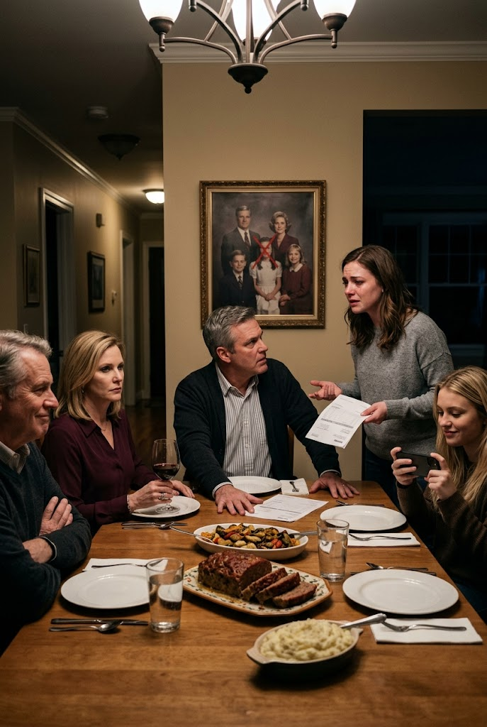 My father slammed a $15,000 “back rent” invoice onto the dinner table and called me a freeloader while my mother added 13% monthly interest, my sister mocked me on social media, and my uncle nodded like I deserved it—but one tiny timestamp proved they had planned the humiliation before I even moved home. A week later, when certified mail exposed their hidden mortgage collapse and they came begging for my help, I didn’t scream, beg, or break. I brought receipts, forced the truth into the room, and let consequences do what my silence never could.