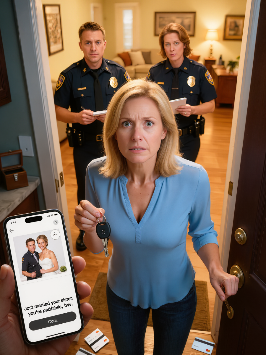 “My husband texted from Vegas: ‘Just married your sister. You’re pathetic, btw.’ I replied: ‘Cool.’ Then I blocked his cards and changed the house locks. Next morning, the police… were at my door.”