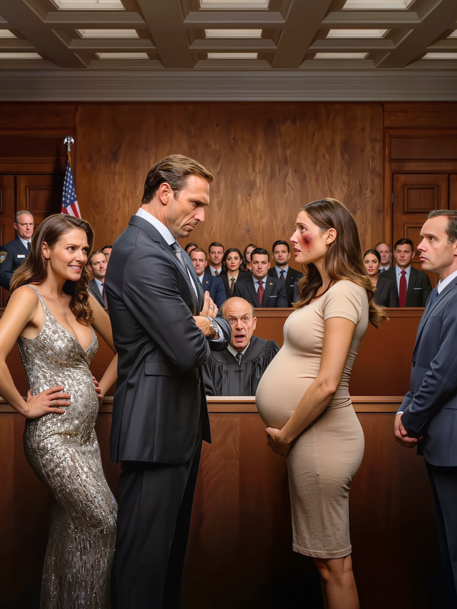 8 months pregnant, I walked into court expecting only a painful divorce. Instead, my CEO husband and his mistress mocked and assaulted me openly—until the judge met my eyes. His voice trembled as he ordered the courtroom sealed, and everything…