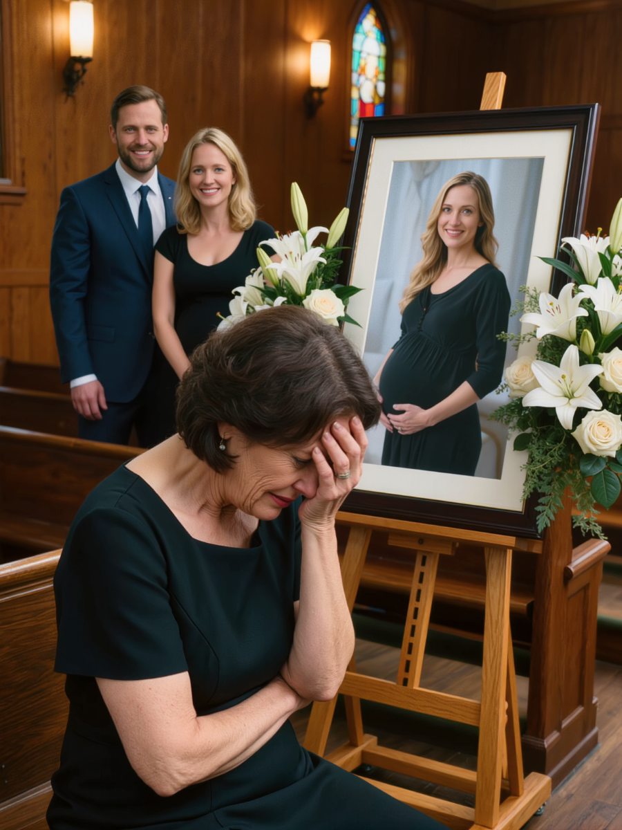 I stepped into my eight-month-pregnant daughter’s funeral with lilies choking the air. Her husband stood by the coffin—smiling—his arm around a woman I’d never seen…