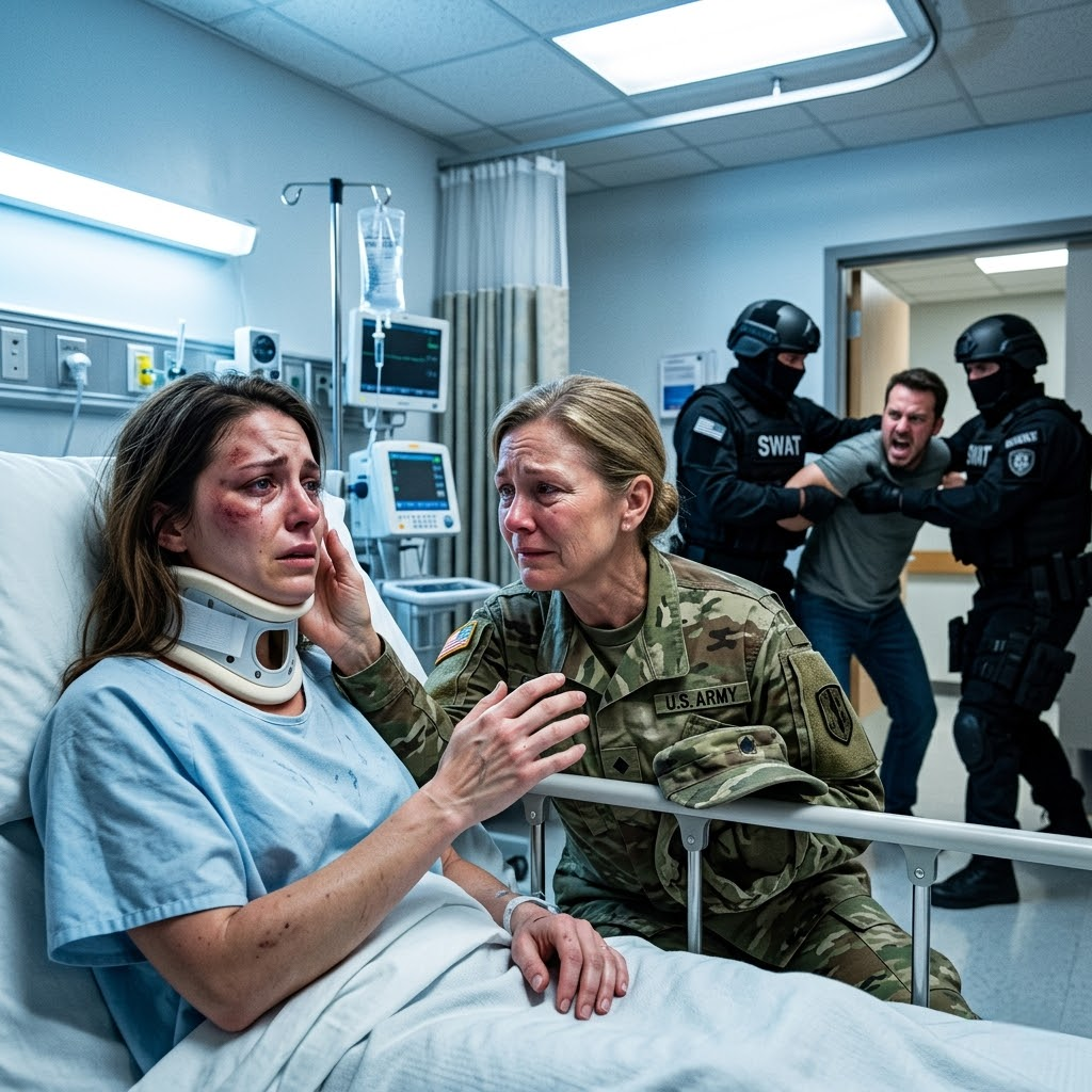 I never told my arrogant son-in-law I was a retired Federal Prosecutor. At 5 a.m. on Thanksgiving, he dumped my seven-month-pregnant daughter at a freezing bus station. I found her battered and broken, clutching her stomach. “They aimed for the baby, Mom,” she gasped, “so his mistress could take my seat at dinner.” As he proudly carved the turkey for his elite guests, I pinned on my badge, signaled the SWAT commander, and watched the SWAT team shatter his lavish world into a million pieces…